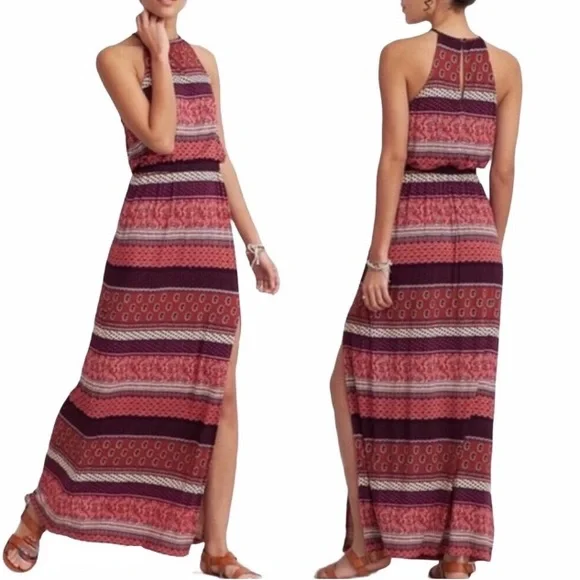 SOLD American Eagle XXS Soft & Sexy Pink Burgundy Floral Maxi Dress - Picture 13 of 14